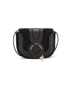 See By Chloé Hana Leather & Suede Saddle Bag Motty Grey