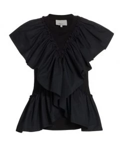 3.1 Phillip Lim Butterfly-Ruffle Cotton T-Shirt Off White