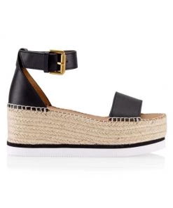 See By Chloé Glyn Leather Espadrille Wedge Sandals