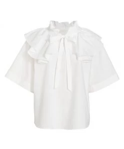 See By Chloé Ruffled Cotton Poplin Blouse