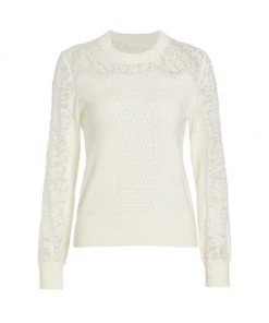See By Chloé Fantasy Knit Lace Crewneck Sweater