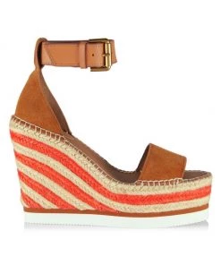 See By Chloé Glyn Leather Platform Espadrille Wedge Sandals