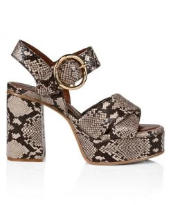 See By Chloé Lyna Python-Embossed Leather Platform Sandals