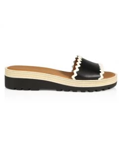 See By Chloé Robin Leather Platform Wedge Slides