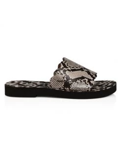 See By Chloé Essie Snakeskin-Embossed Leather Slides