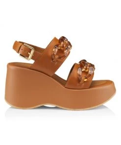 See By Chloé Mahe Leather Platform Wedge Sandals