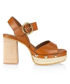 See By Chloé Vivane Leather Platform Ankle-Strap Sandals
