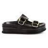 3.1 Phillip Lim Freida Buckle Leather Flatform Sandals Black