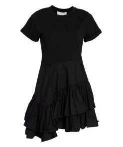 3.1 Phillip Lim Flamenco Mixed-Media T-Shirt Minidress Black -See by Chloé And 3.1 Phillip Lim Sales unnamed file 694