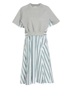 3.1 Phillip Lim Striped Cotton French Terry Combo Dress
