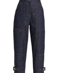 3.1 Phillip Lim Cotton-Linen Denim Cropped Utility Trousers