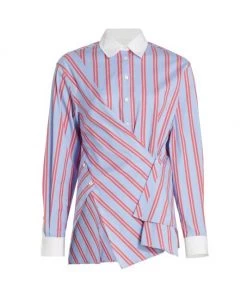 3.1 Phillip Lim Draped Front Stripe Asymmetrical Shirt White Fern -See by Chloé And 3.1 Phillip Lim Sales unnamed file 828