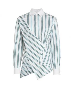 3.1 Phillip Lim Draped Front Stripe Asymmetrical Shirt White Fern -See by Chloé And 3.1 Phillip Lim Sales unnamed file 829