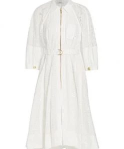 3.1 Phillip Lim Belted Broderie Anglaise Zip-Front Dress