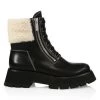 3.1 Phillip Lim Kate Zip Lug-Sole Shearling-Trimmed Leather Combat Boots