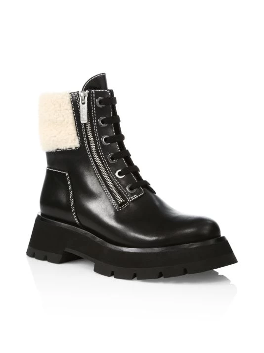 3.1 Phillip Lim Kate Zip Lug-Sole Shearling-Trimmed Leather Combat Boots 2 3.1 Phillip Lim Kate Zip Lug-Sole Shearling-Trimmed Leather Combat Boots - Image 2